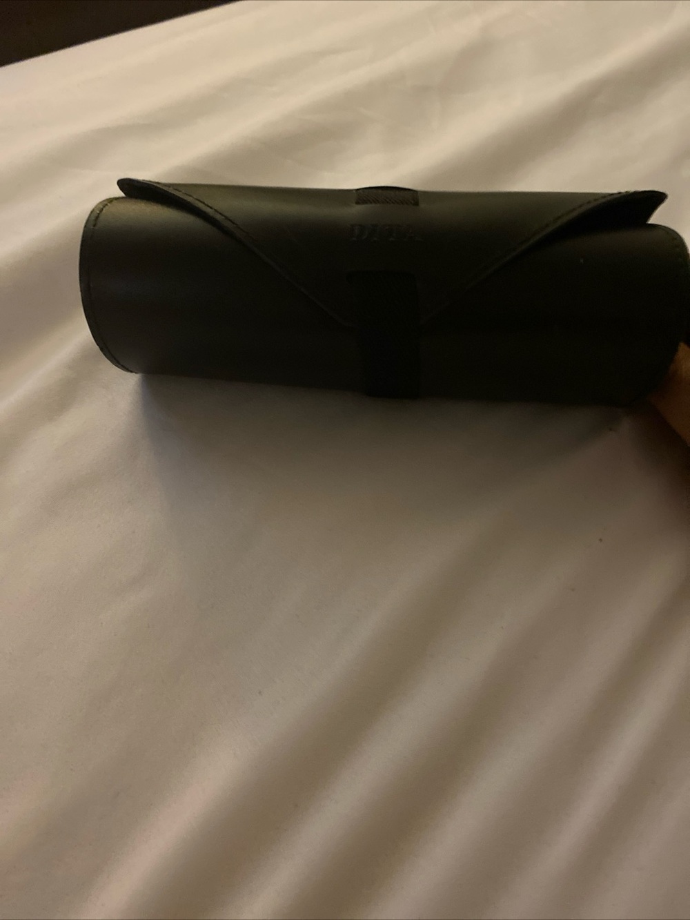 Black Leather Roll-Up Sunglasses Case